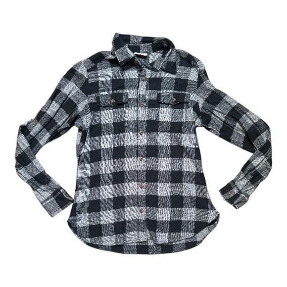Columbia Gray Plaid Street Stretch Flannel Button Up Shirt Size S - Picture 1 of 5